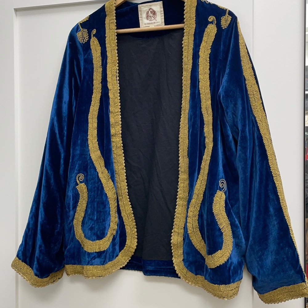 Chasing Unicorns Gold Feathers Velvet Jacket